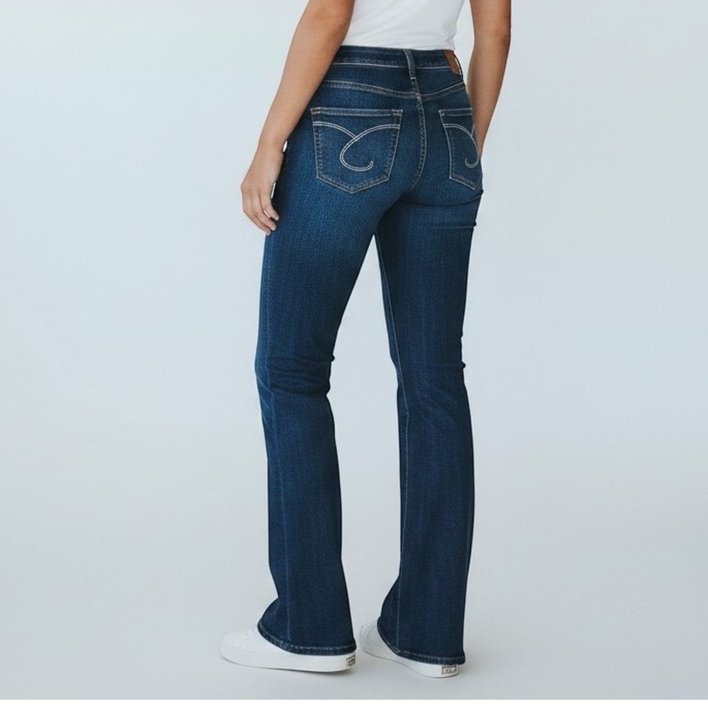 Seven7 Micro Boot Jeans Womens 33 Dark Wash High Rise Stretch Denim Blue